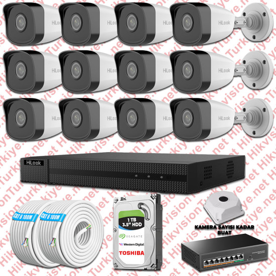 Hilook İp Kamera Seti 1080p Fullhd 12 Güvenlik Kamerası